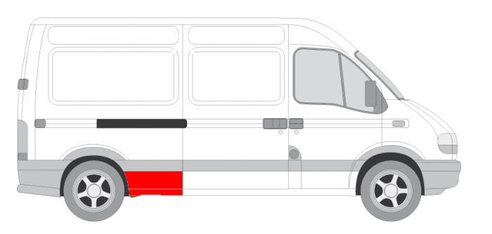 Segment aripa Spate Dreapta (inainte de roata, model mediu) potrivit NISSAN INTERSTAR; OPEL MOVANO A; RENAULT MASTER I, MASTER II, MASTER PRO -01.10 [3]