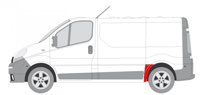 Segment aripa Spate Stanga (inainte de roata, model scurt) potrivit NISSAN PRIMASTAR; OPEL VIVARO A; RENAULT TRAFIC II [2]
