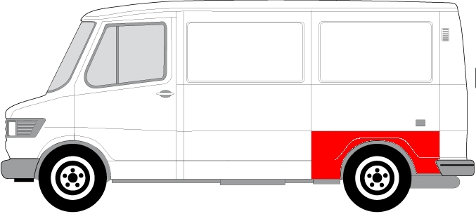 Segment aripa Spate Stanga (model scurt) potrivit MERCEDES T1 (601), T1 (601, 611), T1 (602), T1 (B601), T1 (B602), T1/TN 04.77-12.96 [3]