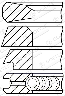 Segment piston (set) (100mm (STD) 3-2-2-4) potrivit DEUTZ potrivit FENDT 200, 600, F; RENAULT 1000, 300, 400, 50, 80, 800, 900, R, XX-12, XX-14 D225-6-D327-3 [2]