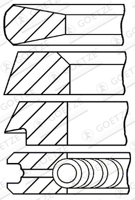Segment piston (set) (100mm (STD) 3-2,5-2,5-5) potrivit DEUTZ potrivit FENDT 1 / 2 / 3 / 4 / 5, 200, 300, 80, F; ABG ALEXANDER, BV, MAW, PUMA, TITAN, WZ; AHLMANN A, AF, AS 4.236-F6L913 [1]