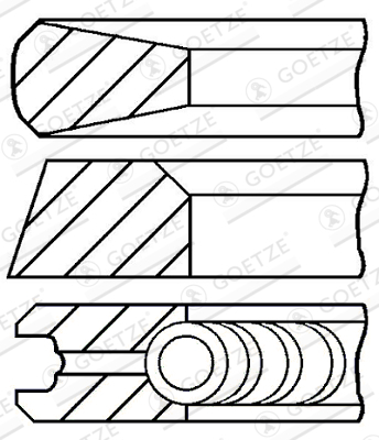 Segment piston (set) (102mm (STD) 3-2,35-4) potrivit CASE potrivit AG CHEM XX3 / XXX3, XX4 / XXX4; CASE IH 1000, 500, 5000 MAXXUM, 600, 700, 8000 ; CATERPILLAR 700; CHAMPION 700 4BT3.9-V378 [2]