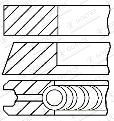 Segment piston (set) (105mm (STD) 2,5-3,5-2,5) potrivit LANDINI potrivit URSUS 3000, 4000, 5000, 7000, C; ARMATRAC 800; HATTAT TRAKTOR 200, A, B, C; LANDINI 5000, 6000 1103C-33-A4.248 [2]
