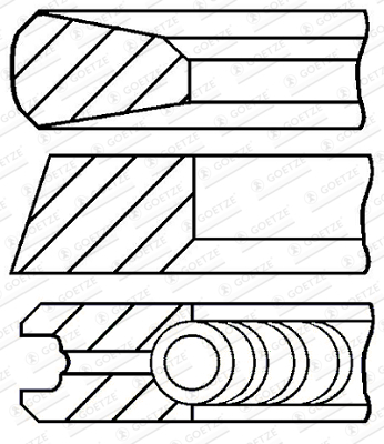 Segment piston (set) (126mm (STD) 3,5-2,5-3,5 setat pe motor) potrivit MAN HOCL, LION´S COACH, TGS I, TGX I D2676440-D2676LOH32 06.06- [2]