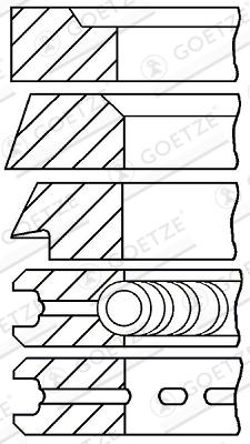 Segment piston (set) (91,44mm (STD) 2,38-2,38-3,16-6,335) potrivit ALLIS CHALMERS 5000; CATERPILLAR T, V, VC; CLARK C, CY; COMPAIR WR; CONVEYANCER SS; EICHER 3000; GEHL 5000 3.152-AD4.203 [1]