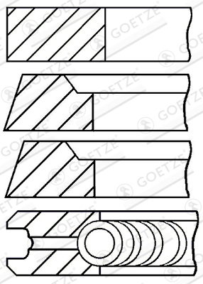 Segment piston (set) (91,44mm (STD) 2,385-2,385-2,385-4,747) potrivit MASSEY FERGUSON potrivit URSUS C; CATERPILLAR T, V, VC; CLARK C, CY; COMPAIR WR; CONVEYANCER SS 3.152-AD4.203 [2]