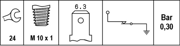 Senzor presiune ulei (0,2-0,5bar; 1 pin) potrivit ALFA ROMEO 33, 75, 90, SPIDER; BMW 1502-2002 (E10), 2000 (120), 2500-3.3 (E3), 2.5-3.2 (E9); TOYOTA CAMRY 1.6-3.2 10.65-09.94 [2]