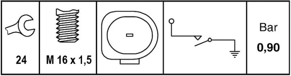 Senzor presiune ulei (0,9bar; 1 pin; gri) potrivit SKODA FABIA I, FABIA I PRAKTIK, OCTAVIA I 1.0/1.4 04.99-05.03 [2]
