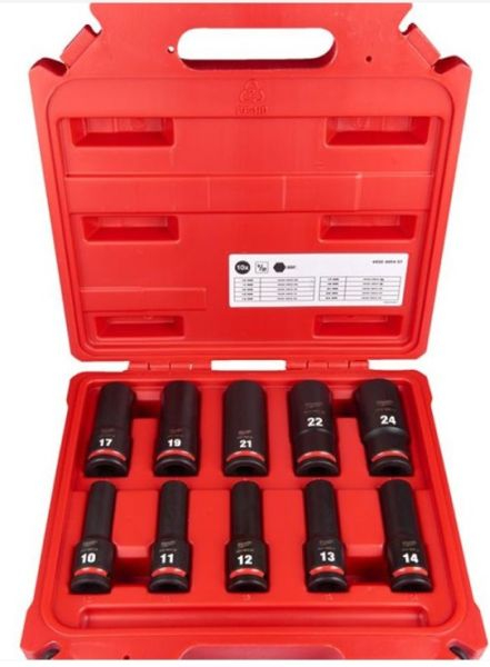 Set 10 chei tubulare 1/2" 10-24 mm, prelungitor 150 mm si adaptor Milwaukee [2]