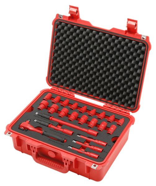 Set de scule, 50buc., priză 6PT / clește combinat / clește de tăiat / clește de tăiere diagonală / bară de prelungire / izolat VDE / cuțit / clichet / șurubelniță, profil: hexagon [1]