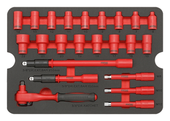 Set de scule, 50buc., priză 6PT / clește combinat / clește de tăiat / clește de tăiere diagonală / bară de prelungire / izolat VDE / cuțit / clichet / șurubelniță, profil: hexagon [2]