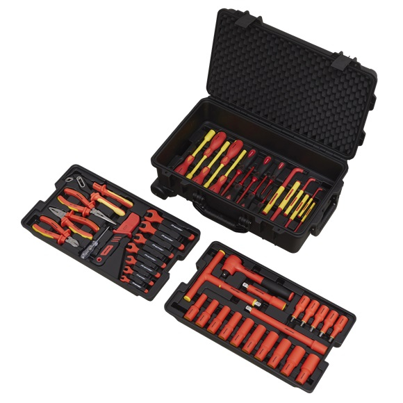 Set de scule, priză 6PT / clește combinat / clește de tăiat / clește de tăiere diagonală / bară de prelungire / clește plat / cheie hexagonală / VDE izolat / mâner cu clichet / șurubelniță [2]