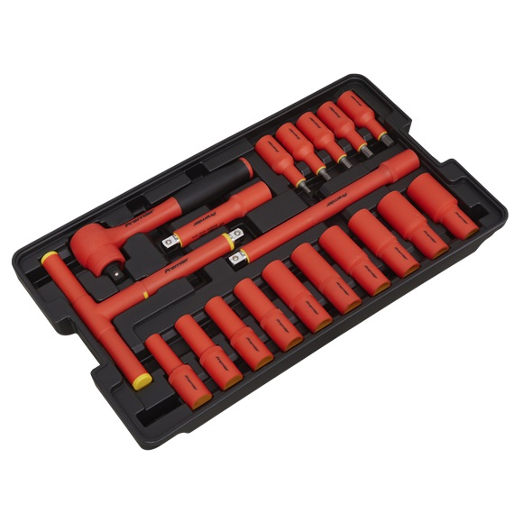Set de scule, priză 6PT / clește combinat / clește de tăiat / clește de tăiere diagonală / bară de prelungire / clește plat / cheie hexagonală / VDE izolat / mâner cu clichet / șurubelniță [3]