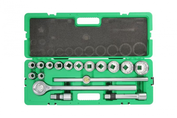Set scule 3 / 4 17 piese in cutie plastic, 12 colturi tubulare: 19, 21-24, 27, 30, 32, 36, 38, 41, 46, 50mm [2]