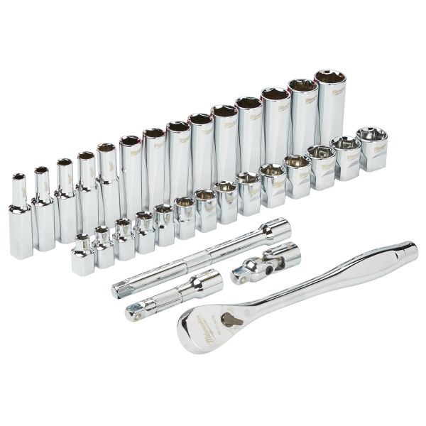 Set scule / Set prize, omogen 32 buc, profil: Hexagonal, priză / antrenare: 3/8", ambalaj: valiză din plastic [2]