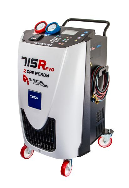 Statie incarcat AC KONFORT 715R EVO/HFO (R1234yf), mod operare automatic/manual, destinat pentru: vehicule agricultura; vehicule hibride; autoturisme; camioane, identificator de refrigerant [1]