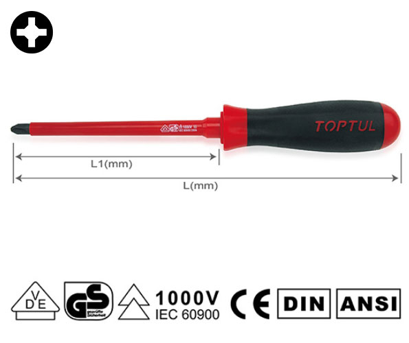 Surubelnita (surubelnita stea) Phillips, marime: PH0, standard, lungime: 75 mm, lungime totala: 162 mm, maner: impotriva alunecarii / izolat, varf: calit/intarit/izolat/negru [4]