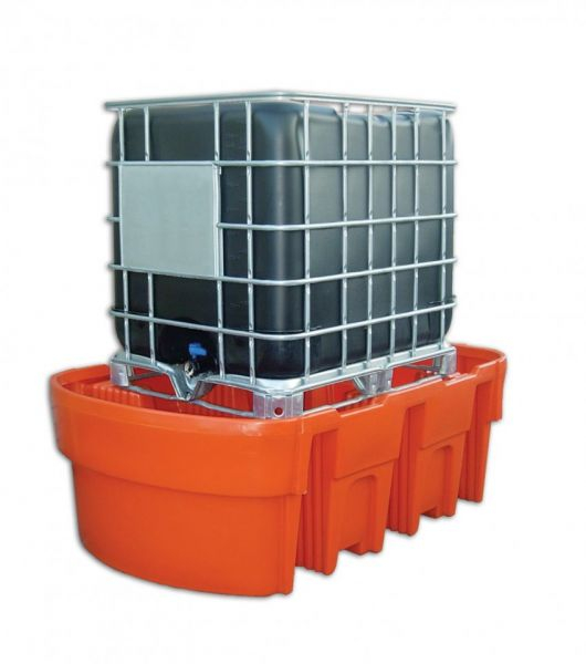 Tava colectare ulei pentru recipiente de 1000l, capacitate 1050l, dimensiuni 1890x1330x670 mm, portocaliu, capacitate max 2 t [1]
