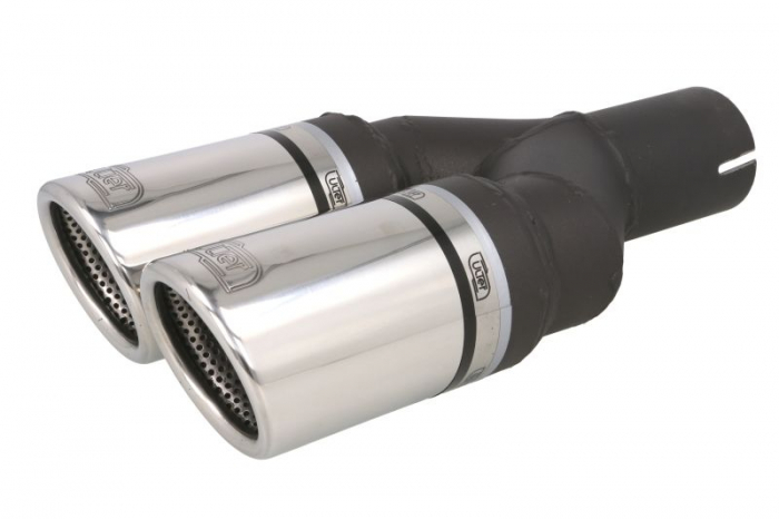 Teava evacuare sport dublu esapament rotund otel inoxidabila diametru 70mm, lungime 200mm, diametru montaj 50mm [2]