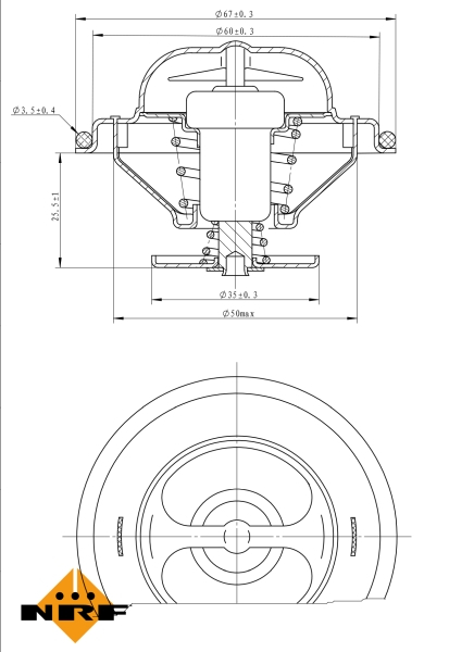 Termostat sistem racire (87°C) potrivit VOLVO 240, 740, 760, 850, 940, 940 II, 960, S70, S80 I, V70 I, V70 II; AUDI 100 C2, 100 C3, 100 C4, 200 C2, 200 C3, 80 B2, 80 B3 1.9-6.8 08.78-12.20 [1]