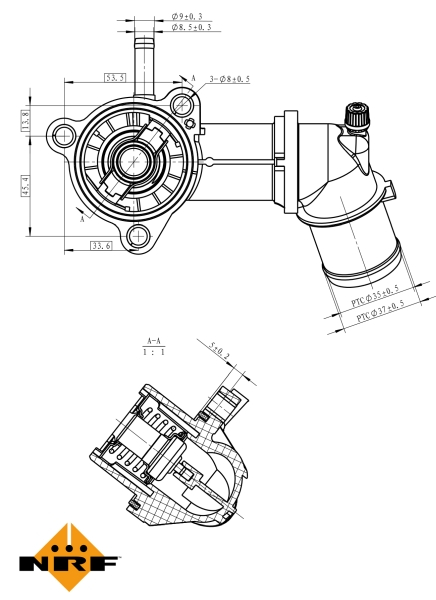 Termostat sistem racire (88°C, in carcasa) potrivit ALFA ROMEO 159, BRERA, GIULIETTA, MITO, SPIDER; FIAT DOBLO, DOBLO CARGO, DUCATO, FREEMONT, GRANDE PUNTO, IDEA, LINEA 1.6D/1.9D/2.0D 06.06- [1]
