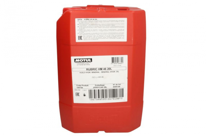 Ulei hidraulic Motul RUBRIC HM 46 20L SAE 46, ISO HLP/ HM, DIN 51524 2 HLP [2]