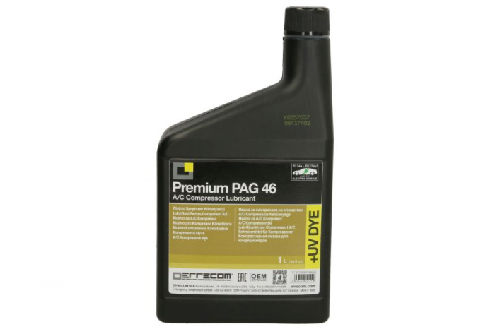 Ulei instalatie climatizare PAG 46, 1L 1 buc, tip refrigerant R1234yf/R134a, cu substanta UV, service masini hibride,  PREMIUM PAG 46 + UV DYE [2]