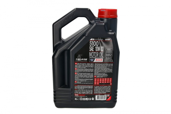 Ulei moto 4T MOTUL 5100 SAE 10W30 4l SM JASO MA-2 Semi-sintetic imbogatit cu esteri [2]