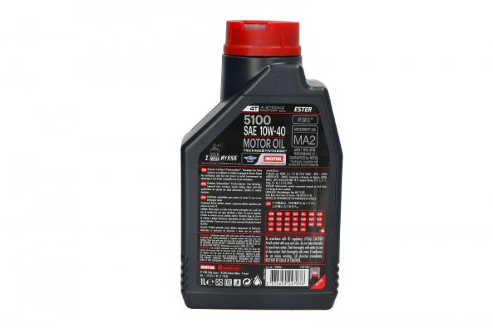 Ulei moto 4T MOTUL 5100 SAE 10W40 1l SM JASO MA-2 Semi-sintetic imbogatit cu esteri [2]