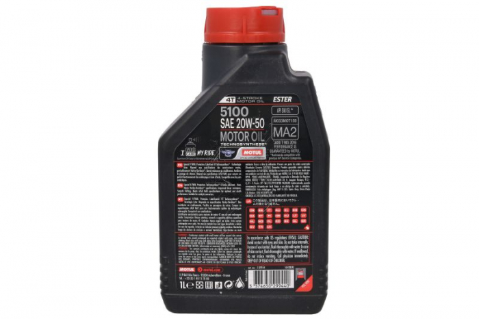 Ulei moto 4T MOTUL 5100 SAE 20W50 1l SM JASO MA-2 Semi-sintetic imbogatit cu esteri [2]