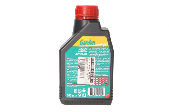 Ulei moto 4T MOTUL Garden SAE 30 0,6l CD; SG Mineral masini tuns iarba si dispozitive gradinarit [2]