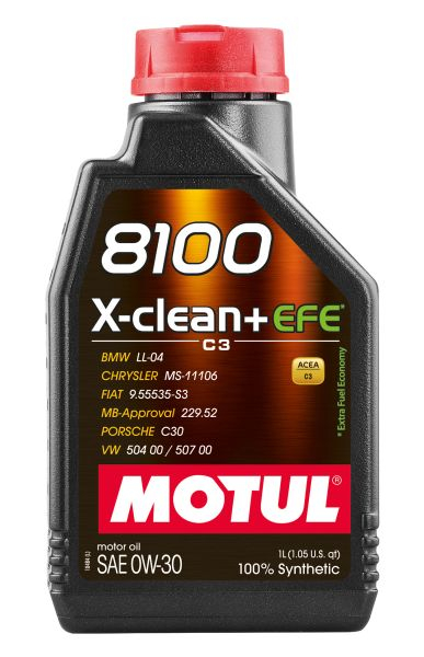 Ulei motor Motul 8100 (1L) 0W30 ; ACEA C3; BMW LL-04; CHRYSLER MS-11106; FIAT 9.55535 S3; MB 229.52; PORSCHE C30; VW 504.00; VW 507.00 [1]