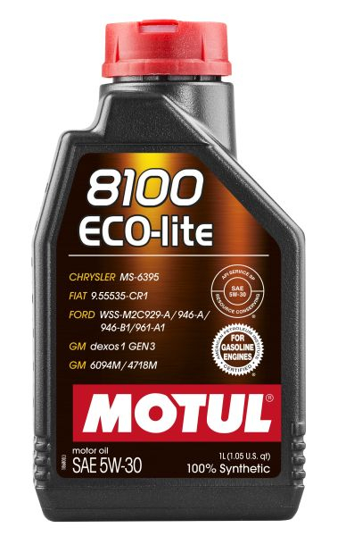 Ulei motor Motul 8100 (1L) 5W30 ;API RC; SP; CHRYSLER MS-6395; DEXOS1 GEN2; DEXOS1 GEN3; FIAT 9.55535 CR1; FORD M2C929 A; FORD M2C946 A; FORD M2C946 B1; FORD M2C961 A1; GM 4718M; GM 6094M; HONDA; HYUN [1]