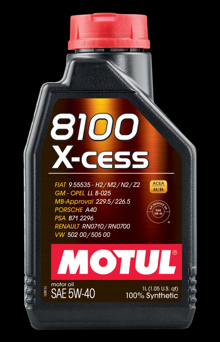 Ulei motor Motul 8100 (4L) 5W40 ;API SN; ACEA A3; B4; BMW LL-01; CHRYSLER MS-12991; FIAT 9.55535 H2; FIAT 9.55535 M2; FIAT 9.55535 N2; FIAT 9.55535 Z2; GM LL-B-025; MB 226.5; MB 229.5; PORSCHE A40; PS [3]