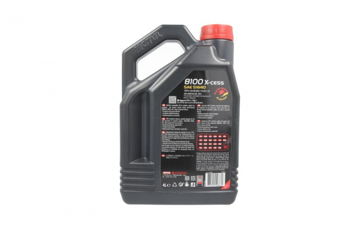 Ulei motor Motul 8100 (4L) 5W40 ;API SN; ACEA A3; B4; BMW LL-01; CHRYSLER MS-12991; FIAT 9.55535 H2; FIAT 9.55535 M2; FIAT 9.55535 N2; FIAT 9.55535 Z2; GM LL-B-025; MB 226.5; MB 229.5; PORSCHE A40; PS [2]