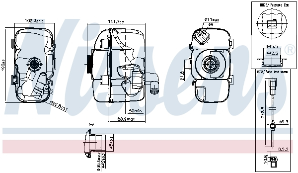 Vas expansiune cu capac, cu senzor nivel potrivit VOLVO S60 I, S70, S80 I, V70 I, V70 II, XC70 I, XC90 I 12.95-09.14 [1]