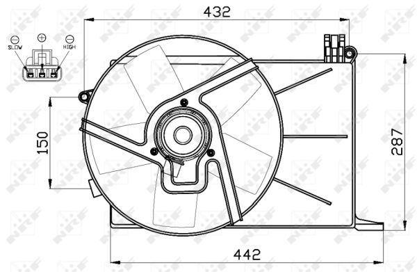 Ventilator radiator (cu carcasa) OPEL COMBO, CORSA B 1.4/1.5D/1.7D intre 1993-2002 [1]
