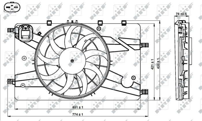 Ventilator radiator (cu carcasa) potrivit CHEVROLET CRUZE, ORLANDO; OPEL ASTRA J 1.3D-1.8 05.09- [3]