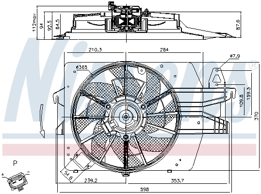 Ventilator radiator (cu carcasa) potrivit FORD ESCORT CLASSIC, ESCORT VI 1.8D 01.95-06.01 [1]