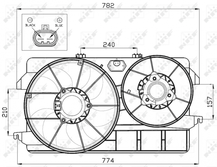Ventilator radiator (cu carcasa) potrivit FORD TOURNEO CONNECT, TRANSIT CONNECT 1.8/1.8D 06.02-12.13 [5]