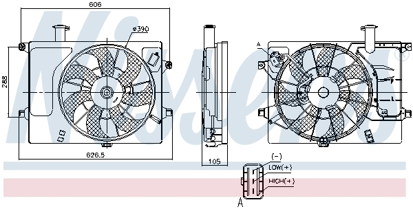 Ventilator radiator (cu carcasa) potrivit HYUNDAI ELANTRA V, I30; KIA CEE'D, CERATO III, PRO CEE'D 1.4-2.0 09.10- [1]