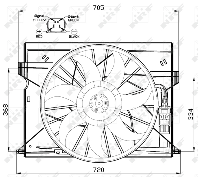 Ventilator radiator (cu carcasa) potrivit MERCEDES CLS (C219), E T-MODEL (S211), E (VF211), E (W211) 1.8-5.5 03.02-12.10 [1]