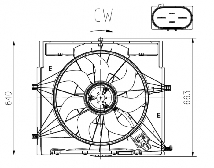 Ventilator radiator (cu carcasa) potrivit MERCEDES MARCO POLO CAMPER (W447), SPRINTER 3,5-T (B907, B910), SPRINTER 3-T (B910), SPRINTER 3-T (B910, B907), SPRINTER 4-T (B907, B910) 2.2D 03.14- [1]