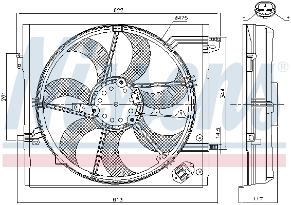 Ventilator radiator (cu carcasa) potrivit NISSAN QASHQAI II; RENAULT KADJAR 1.2-1.6D 11.13- [1]
