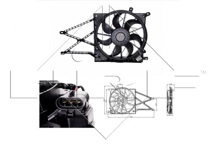 Ventilator radiator (cu carcasa) potrivit OPEL ASTRA G, ASTRA G CLASSIC, ASTRA H, ZAFIRA A, ZAFIRA B 1.2-2.2D 02.98-04.15 [3]