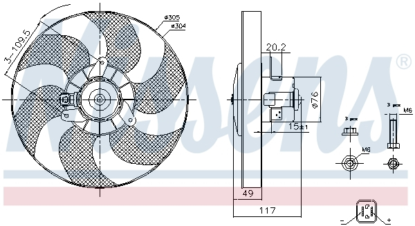 Ventilator radiator potrivit CITROEN BERLINGO, BERLINGO/MINIVAN, XSARA; PEUGEOT PARTNER, PARTNER/MINIVAN 1.1-2.0 06.96-12.15 [1]