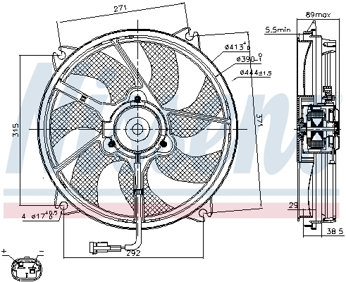 Ventilator radiator potrivit CITROEN BERLINGO/MINIVAN, C5, C5 I, C8, JUMPY; FIAT SCUDO, ULYSSE; LANCIA PHEDRA; PEUGEOT 307, 807, EXPERT, EXPERT TEPEE; TOYOTA PROACE 1.4-3.0 07.98- [1]