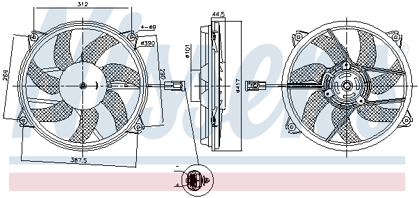 Ventilator radiator potrivit DS DS 4, DS 5; CITROEN BERLINGO, BERLINGO MULTISPACE, BERLINGO/MINIVAN, C4 GRAND PICASSO I, C4 GRAND PICASSO II, C4 II, C4 PICASSO I, DS4 1.2-Electric 08.00- [1]