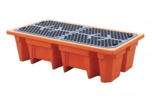 Distributie fluide - Suport scurgere 2 butoaie 240 litri 140x760x420 mm portocaliu