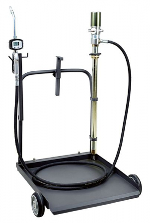 Scule pneumatice - Aparat gresare pentru galeti/butoaie 180-220l, ulei pneumatic cu un randament de 3-1, un pistol cu un contor de debit, furtun ulei de 4m, carucior pentru butoi